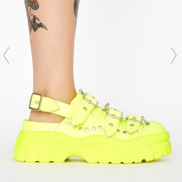 Slime Best Life Buckle Platforms- Neon Green - Picture 2 of 4